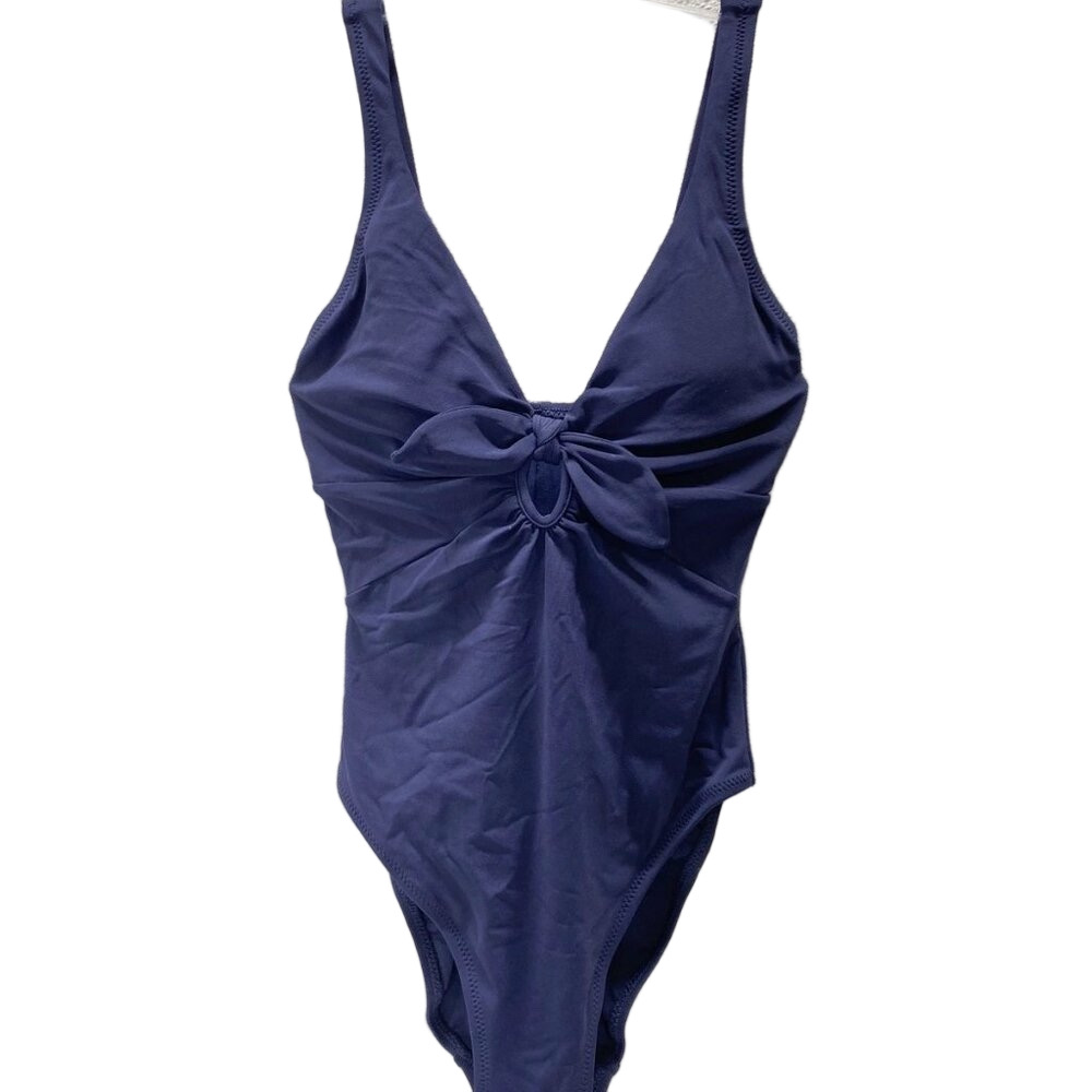 Robin Piccone Ava Knit One-Piece Swimsuit • Size 2 • Navy • Front Tie